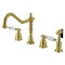 Kingston Brass Widespread Kitchen Faucet with Brass Sprayer, Brushed Brass KB1797WLLBS - alternate 1